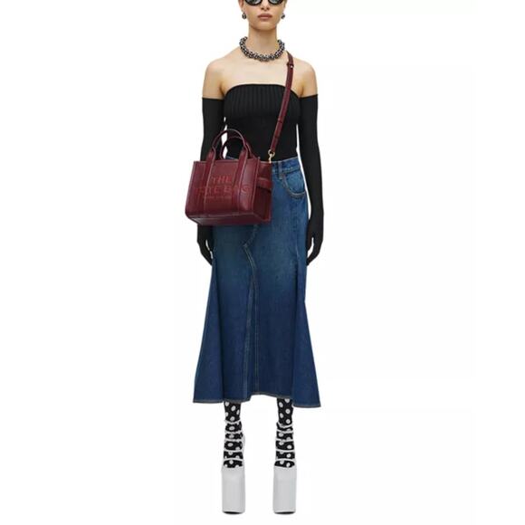 NEW Marc Jacobs Small Leather Tote Bag – Cherry/Gold - Picture 3 of 15